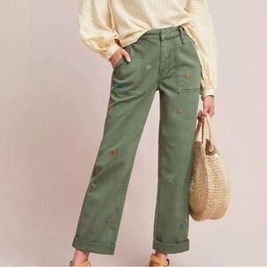 Anthropologie Embroidered Boyfriend Utility Pants- Size 25